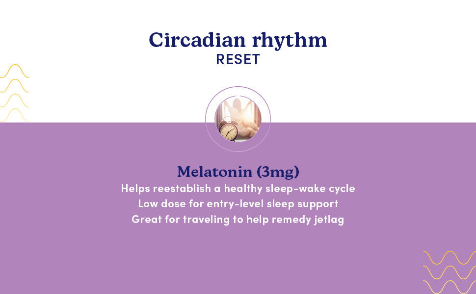 Contains 3 miligrams of melatonin to help reestablish a healthy sleep-wake cycle