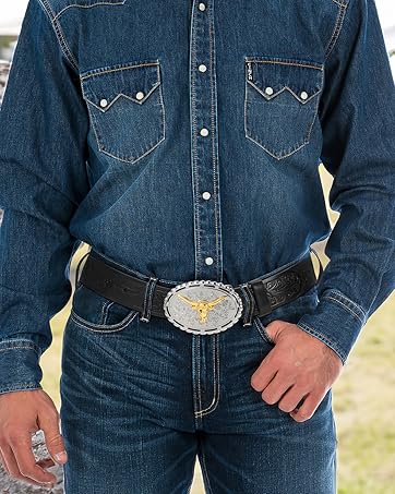 silver buckle cowboy belt