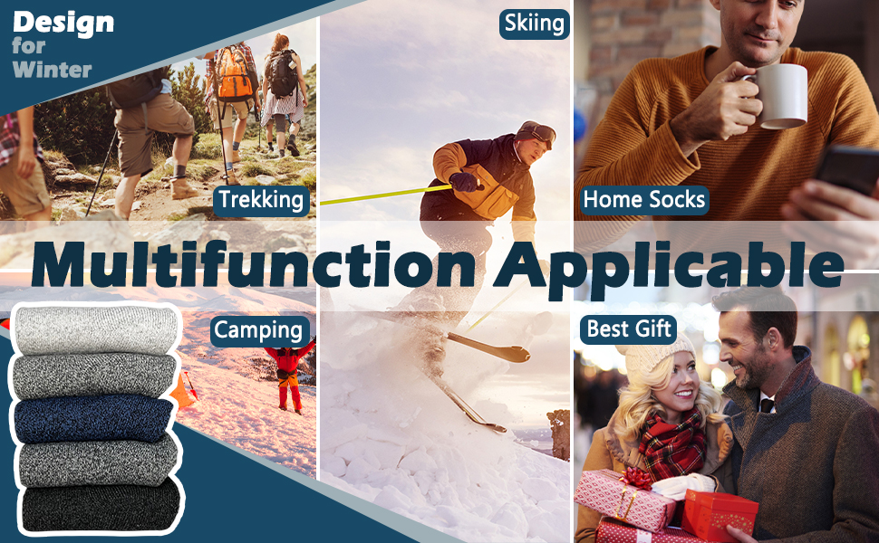 Hocerlu 5 Pairs Men Thermal Socks Thick & Warm Winter Socks, Thicken