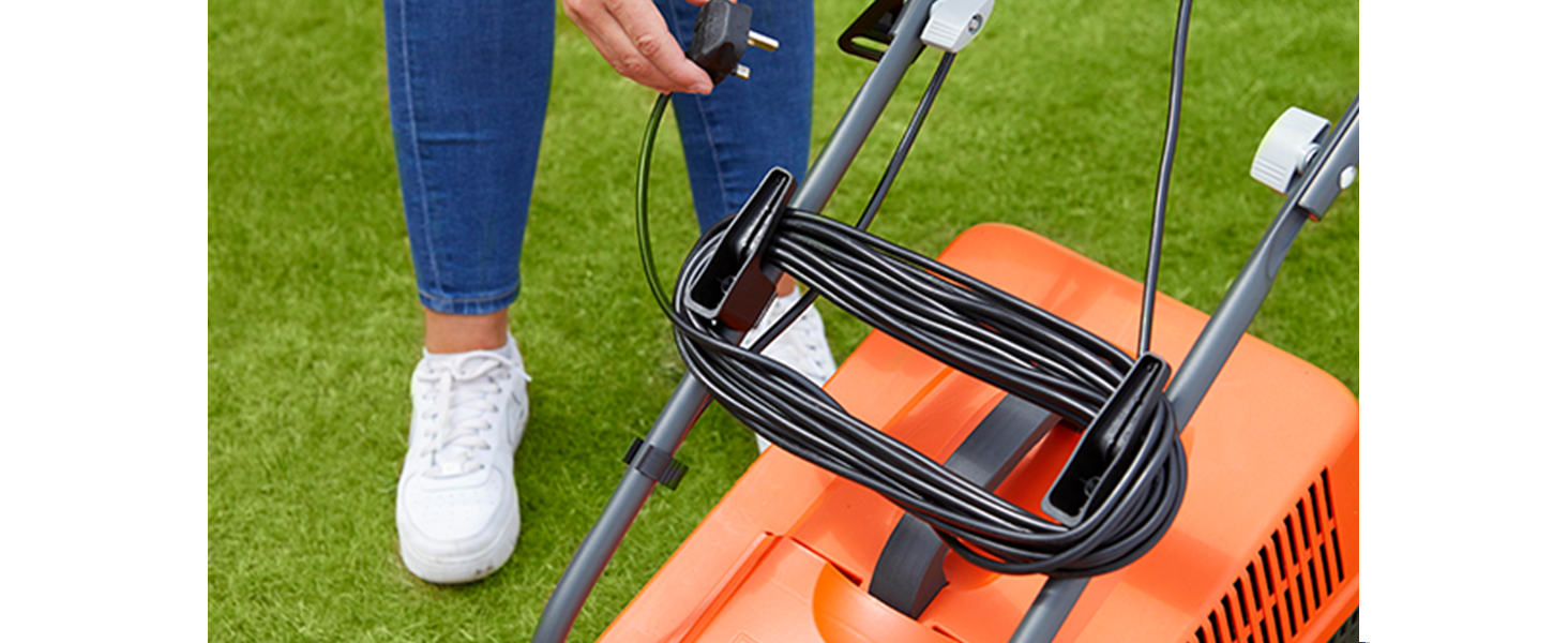 Easily wind up the cable and keep it tidy on the mower