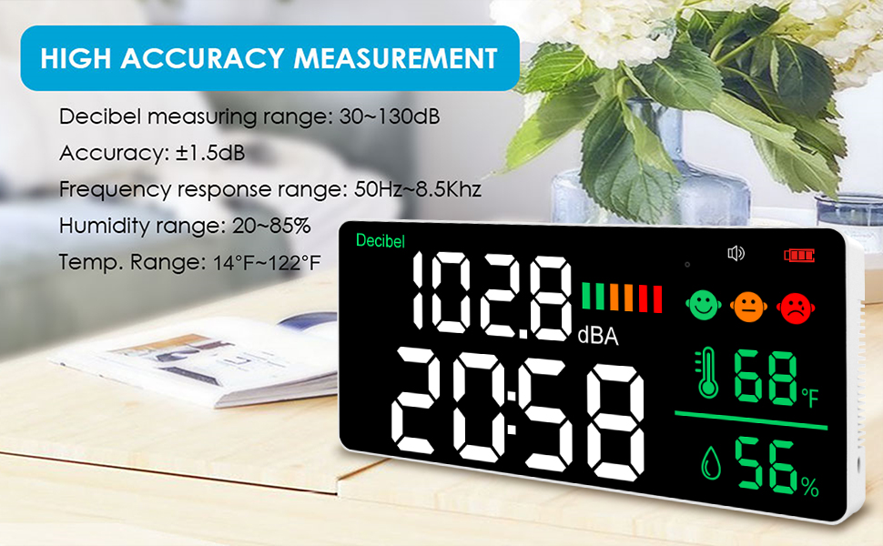 Decibel Meter Langkou Wall Hanging Sound Level Meter 30130dB Range 11