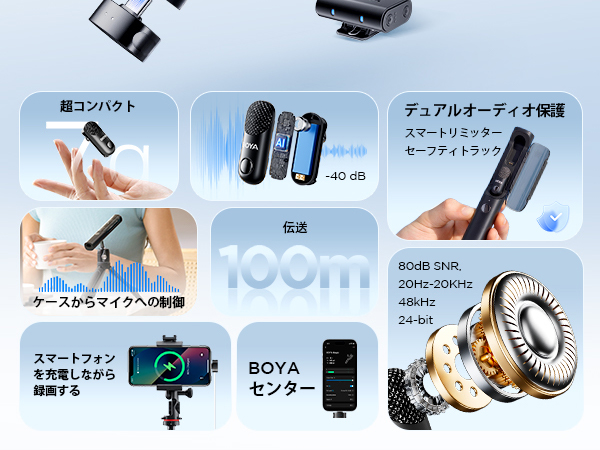 Amazon.co.jp: BOYA Magic-03 ワイヤレスピンマイク - 30時間