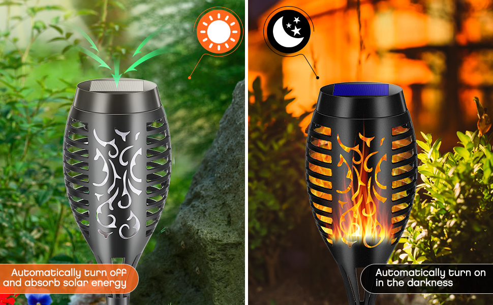 ZEYXINH Solar Lights Outdoor Garden, 6 Pack Solar Flickering Dancing