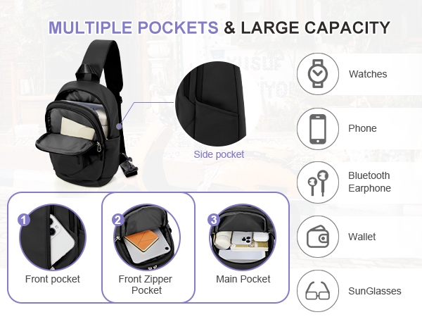 Amazon.com: Small Black Sling Crossbody Bag for Men Women