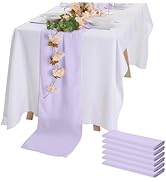 Peomeise 6pack Chiffon Table Runner 14X108 Inch Sheer Wedding Runner，Romantic Lavender Sheer Fabr...