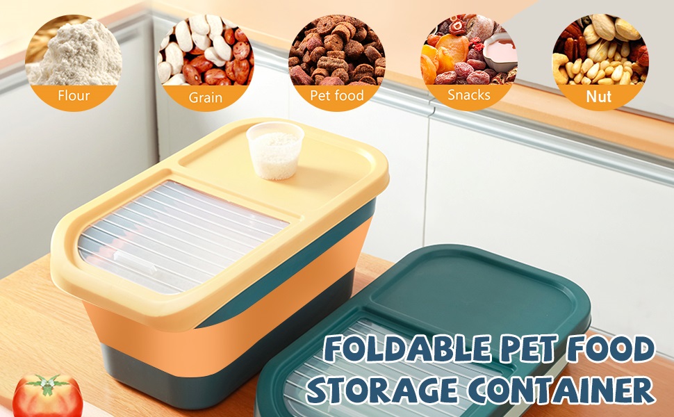 Pet Supplies Jspupifip 13 LB Collapsible Dog Food Storage Container