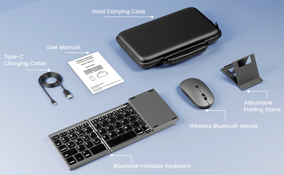 Foldable Keyboard and Mouse, Rimyet Portable Travel