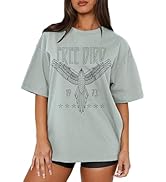 MAPICK Women Oversized Free Bird T-Shirts Vintage Eagle Graphic Short Sleeve Tees Casual Band Mus...