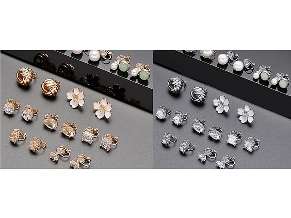 Amazon.com: Tornito 10 Pairs Clip on Stud Earrings Non Amazon.com: Tornito 10 Pairs Clip on Stud Earrings Non