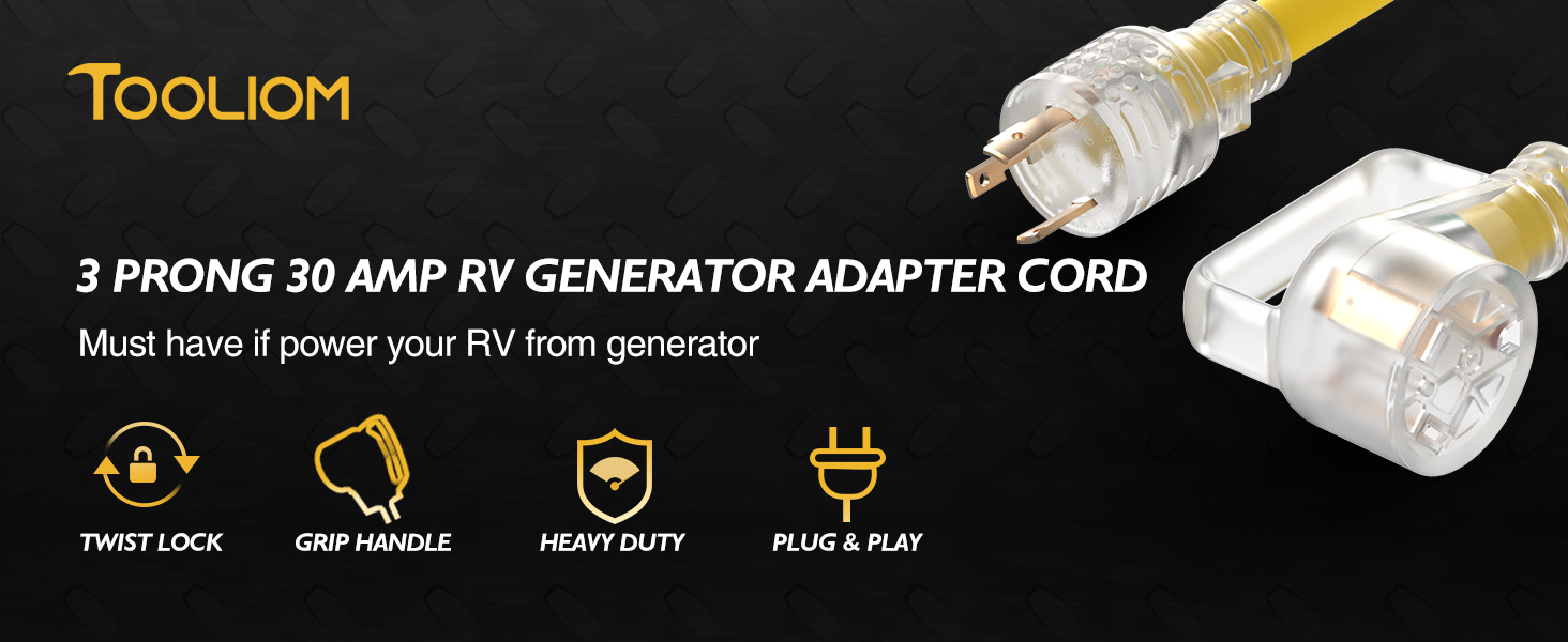 TOOLIOM Generator Adapter Cord 30A Generator Plug to RV