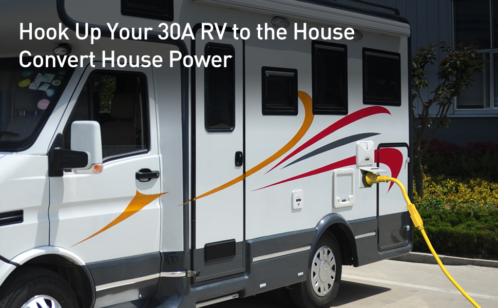 QNINE 30 Amp to 110v RV Adapter Cord with Locking Connector