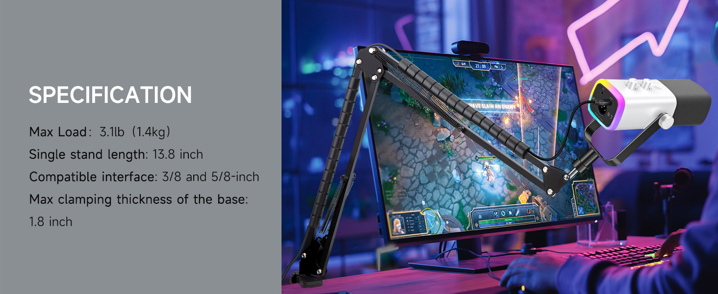 Mic boom arm for fifine am8 microphone Mic satnd compatible with am8 mic suitable for gaming  
