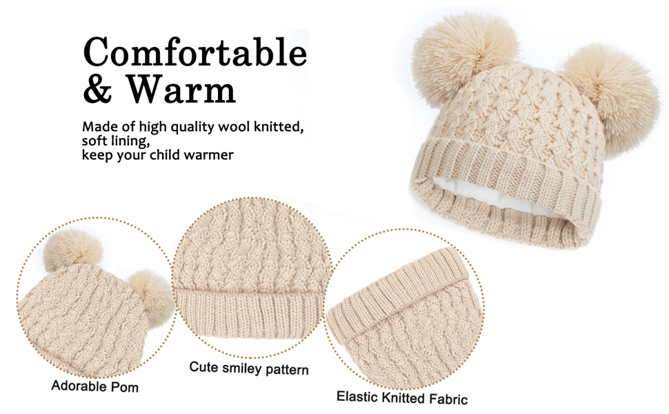    Kids Winter Beanie Hat Scarf and Touchscreen Gloves Set