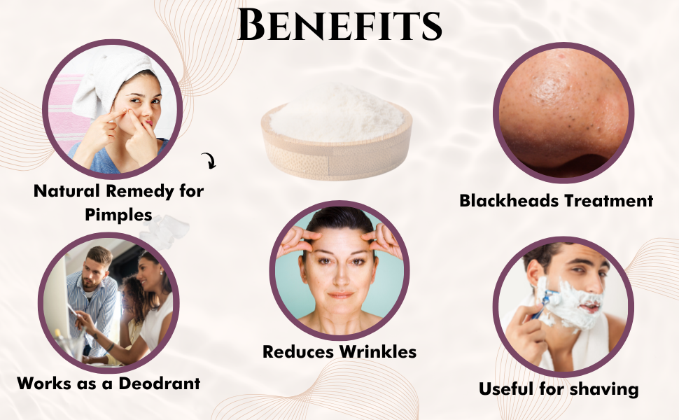 KOBMAND Alum Stone Powder Fitkari Powder For Skin Care, Water
