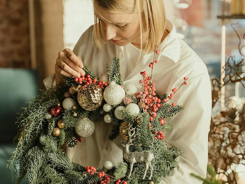 Making Christmas wreaths with twigs