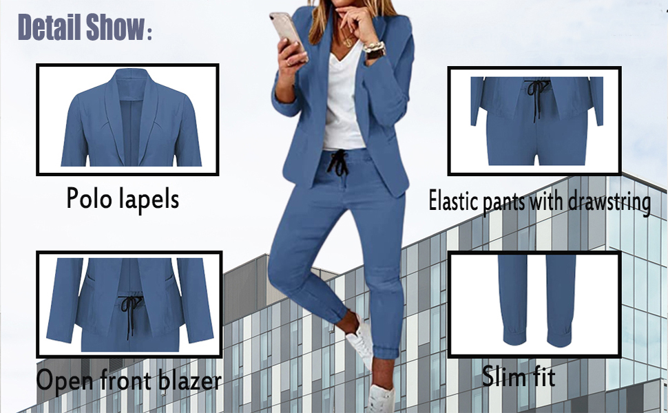 Pant Suits for Women Dressy Business Casual Outfits Blazer Set Women 2 Piece Sets Work Office Suit