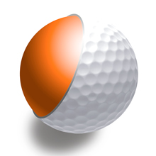 View of 2-Piece ball construction showing large core