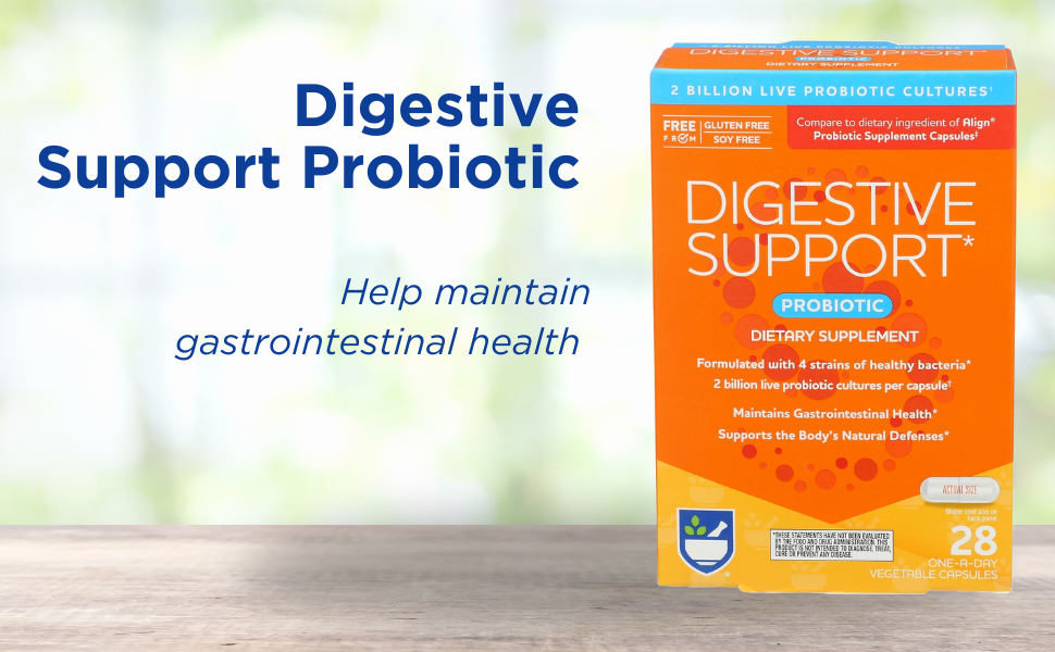 Rite Aid Digestive Support Probiotic Dietary Supplement, 28 Count 2 Billion Active