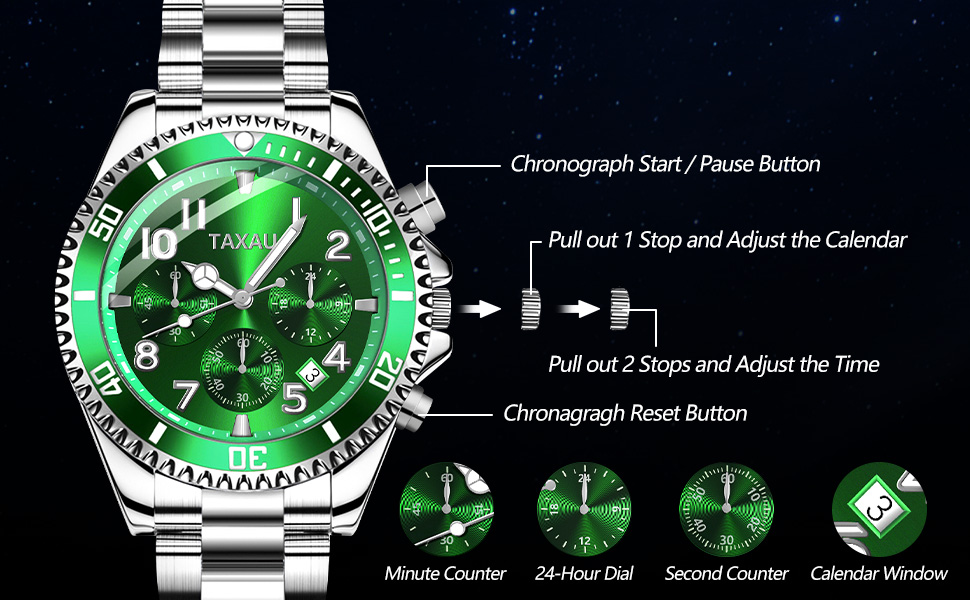 men's waterproof wrist watch analog quartz movement choronograph wrist watch