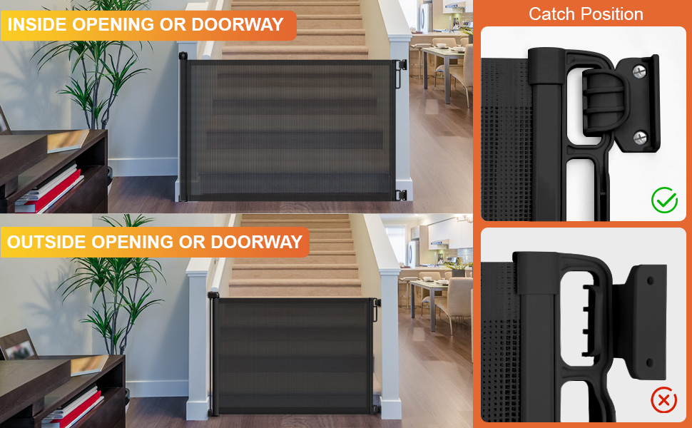 Retractable Baby Gate, HAMOPY Mesh Gates for Kids or Pets with Alarm, 33" Tall