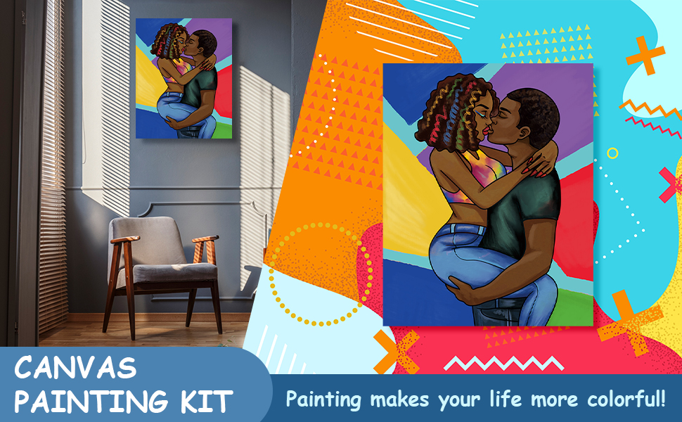 Nuberlic Pre Drawn Canvas Paint Kit Sip and Paint Party