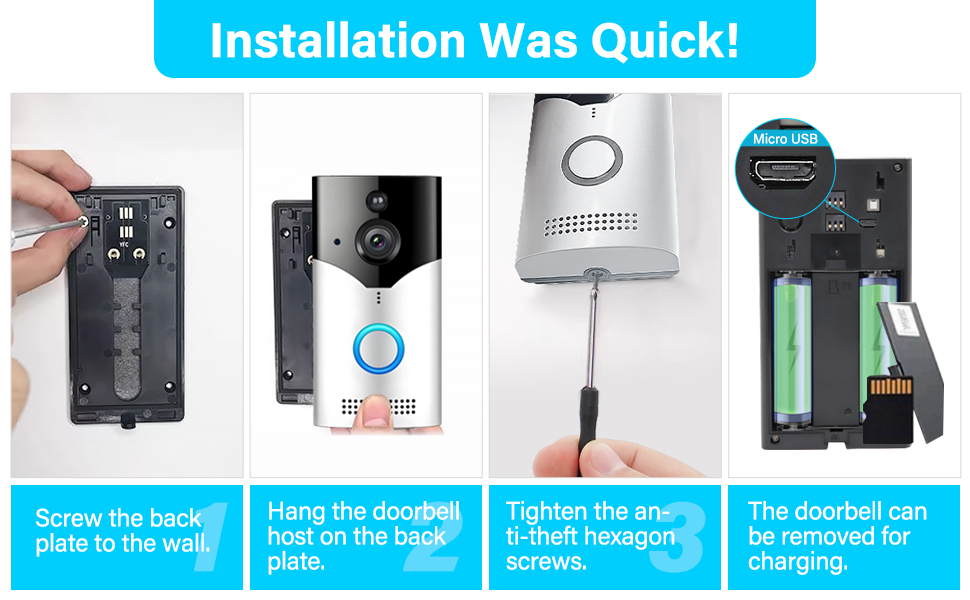video doorbell wireless door bell home family doorbells 2.4g wifi night vision two way audio