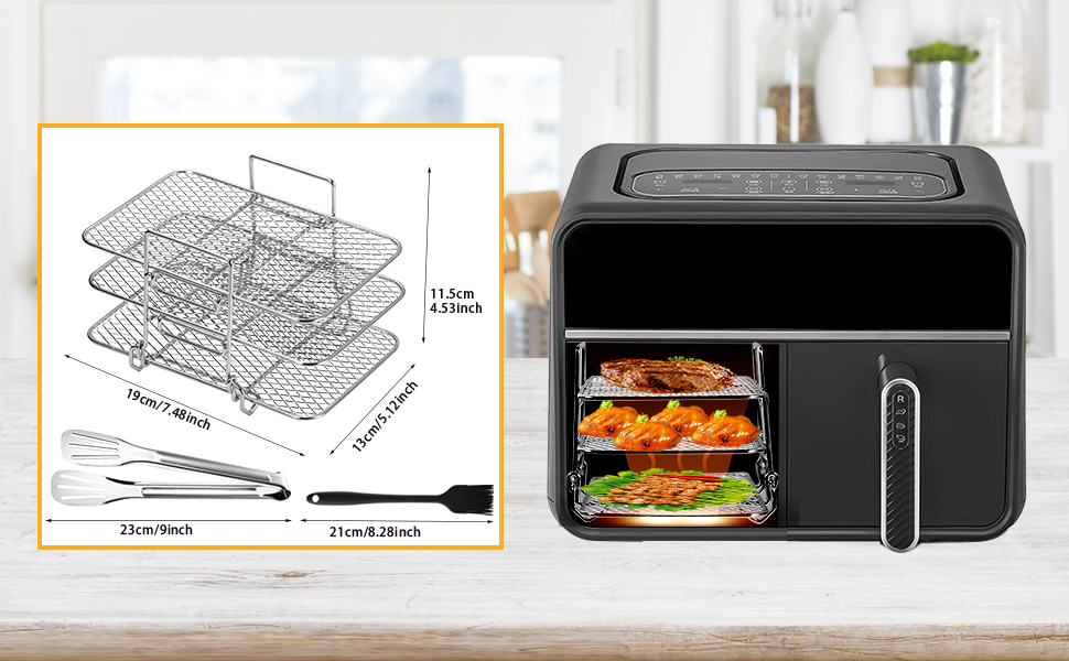 Air Fryer Rack for Ninja Air Fryer, ThreeLayer Airfryer Rack with Clip