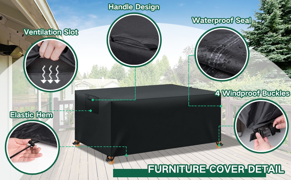 BHFRGAS Garden Furniture Covers Waterproof，200x100x75cm Outdoor