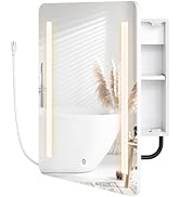 HOOBRO Bathroom Medicine Cabinet with Mirror and Lights, Wall-Mounted Cabinet with Storage, Light...