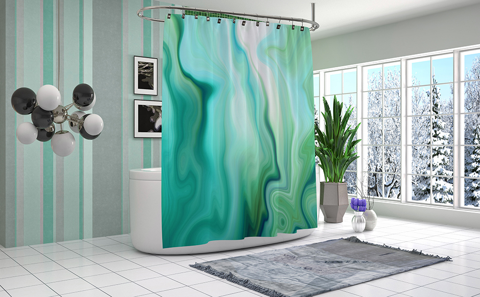 Mitovilla Extra Wide Shower Curtain Set 108 x 72, Marble