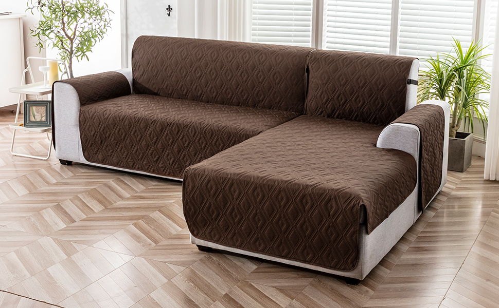 Genina Sectional Couch Covers for Dogs L Shaped Sofa Covers