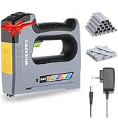 WORKPRO 5-in-1 Staple Gun, Cordless Electric Nail Gun for Upholstery, Wood, DIY, and Carpentry, H...