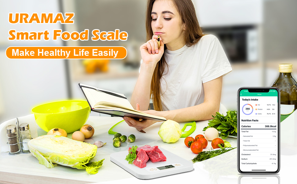 URAMAZ smart food scale, digital scale grams and ounces