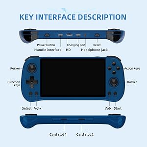 X55 Handheld 16G+256G Retro Arcade Handheld Game Console Built-in 30,000 Games, JELOS System & RK3566 CPU, 5.5-Inch Portable Video Gaming Console for Kids Adults - Blue 12 Powkiddy X55 Video Gaming Console