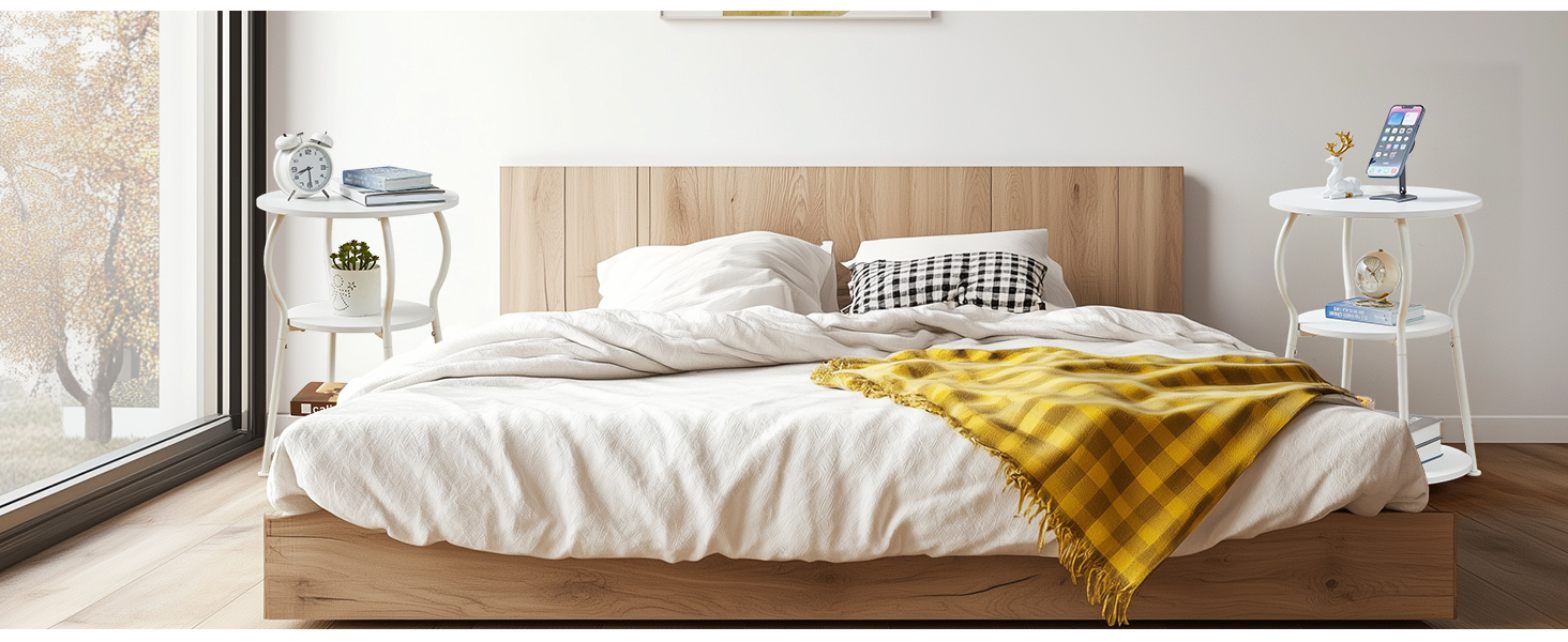 white bedside table round