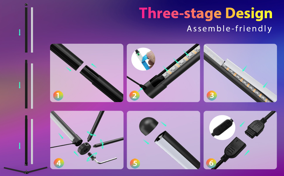 TOCLL LED Floor Lamp RGB Corner Floor Lamp Smart Modern Standing Lamp