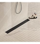 Neodrain 24 in Matte Black Linear Shower Drain- with 2-in-1 Flat & Tile Insert Cover, 304 Stainle...