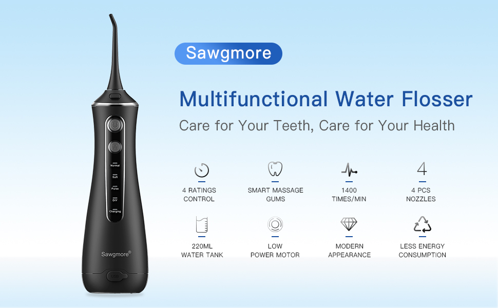 Sawgmore Cordless Water Flosser for Teeth, Portable Water Teeth Cleaner
