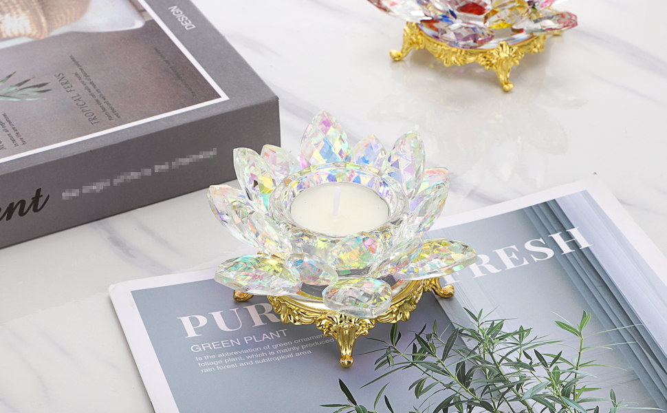Amazon.com: OwnMy Crystal Lotus Flower Tea Light Holder