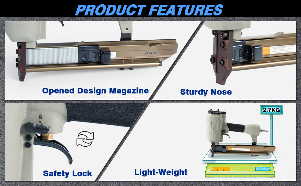 Woodpecker Pneumatic Sheathing Stapler with Safety, 16