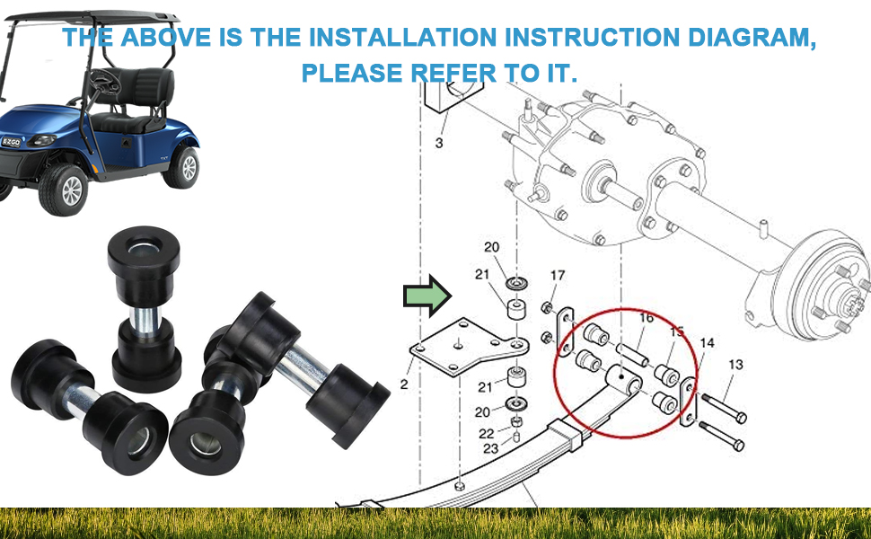 Rear Leaf Spring Bushing Kits for EZGO TXT Medalist (94+) Gas Electric