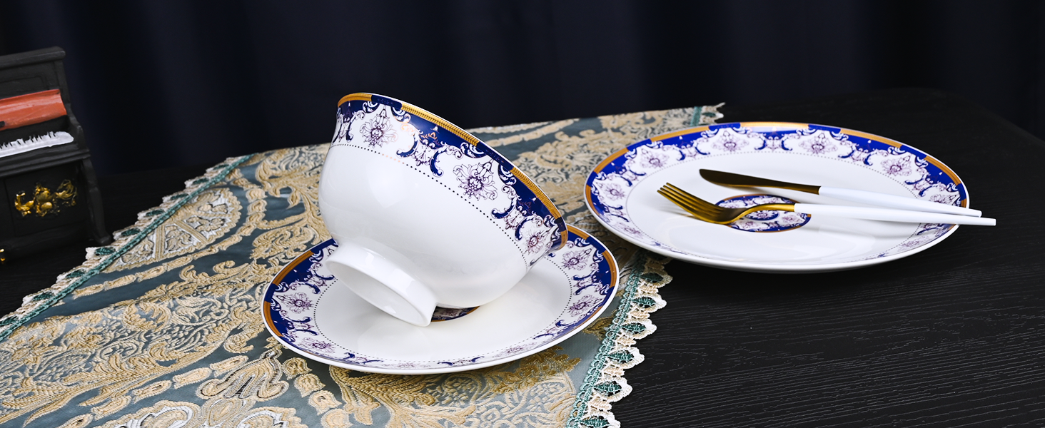 ACMLIFE Bone China Dinnerware Sets for 4, 12Piece Luxury