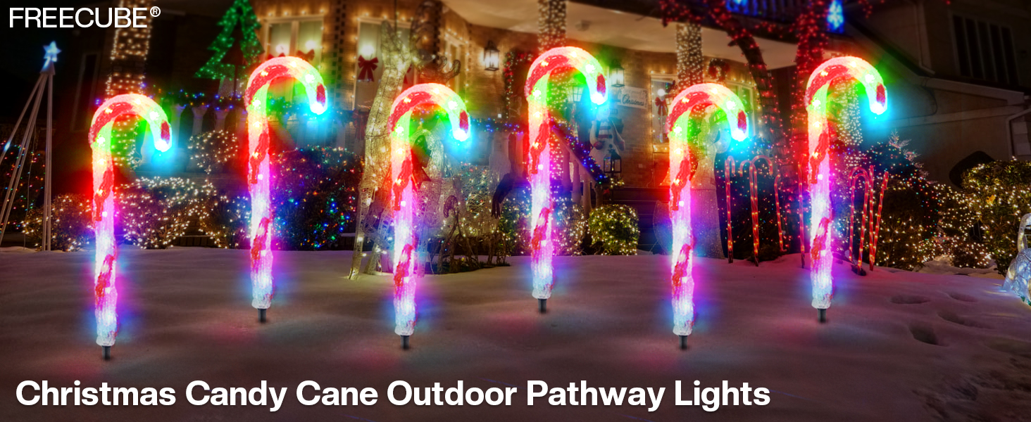 FREECUBE Large Crystal Candy Cane Lights Smart APP Control,6 Pcs Color