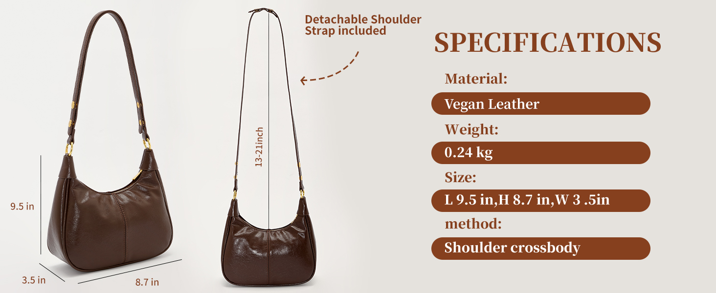 Elegant brown purse, crafted in vegan leather, perfect as a shoulder crossbody