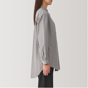 BEIGE,ベイジホワイトグレースタンドカラーシャツ 長袖4サイズ新品未使用 無印良品 チュニック 婦人 洗いざらし ブロード スタンドカラー