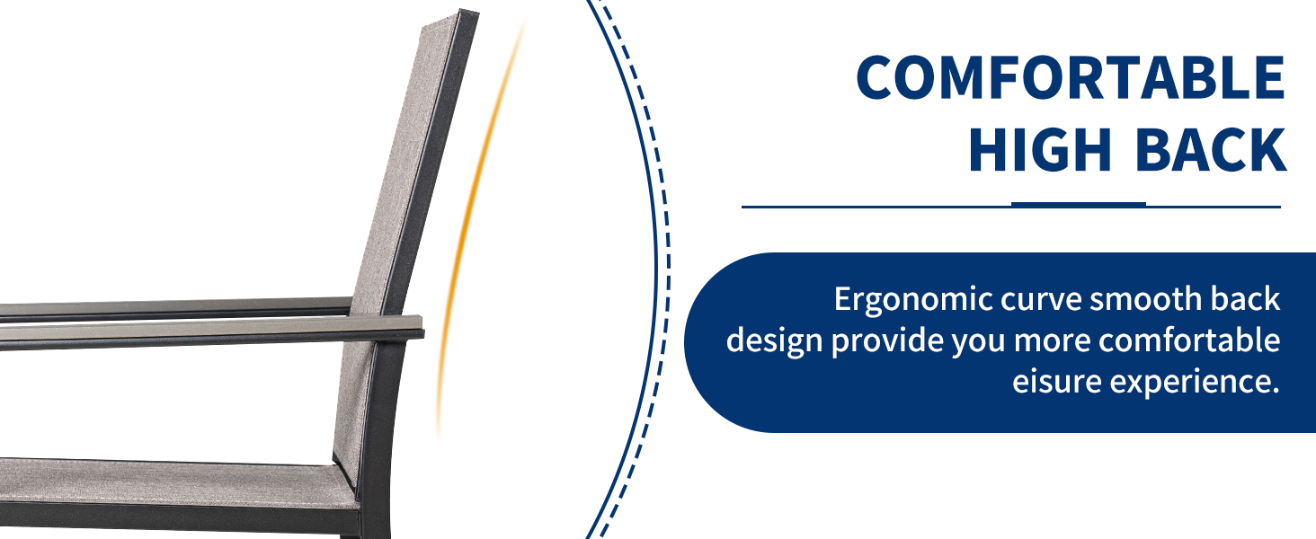 MEOOEM Patio Dining Chairs Set of 7, 63 inch Metal Large Rectangle Table and 6 PCS