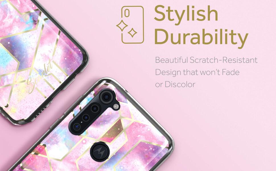 Ghostek Scarlet Moto G Stylus Clear Design Phone Cases with Cute Pretty Shiny Designs Patterns