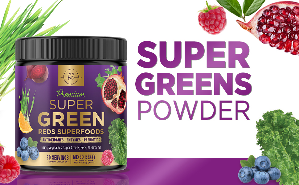 Greens Powder Superfood Natural Super Greens Supplements Smoothie Mix Green Superfoods Spirulina