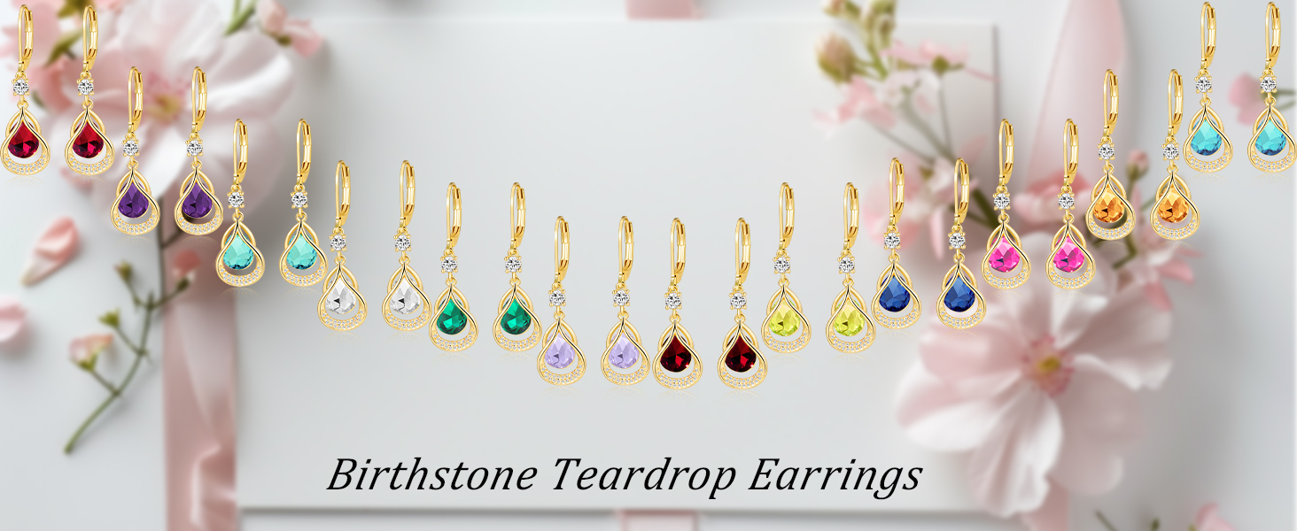 Birthstone Drop Earrings