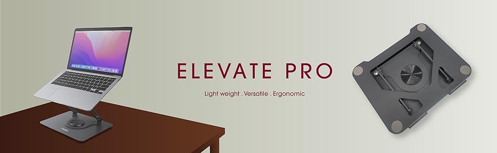 Elevate PRO Metal Laptop Stand with 360° Rotating Base | Adjustable Height & Angle | Hollow Design for Heat Dissipation | Anti-Slip Pads | Supports 12Kg | Universal Compatibility 77 pro1